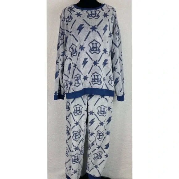 HARRY POTTER • Blue 2-Piece Fleece Jogger Pajama Lounge Set, XL - Picture 5 of 16